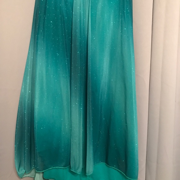 Ruby Rox emerald green glittery gown, S - Picture 3 of 8